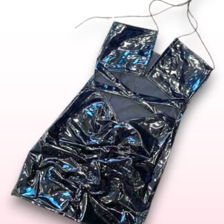 PVC Faux Leather Cut-Out Mini Dress – Size 8-10