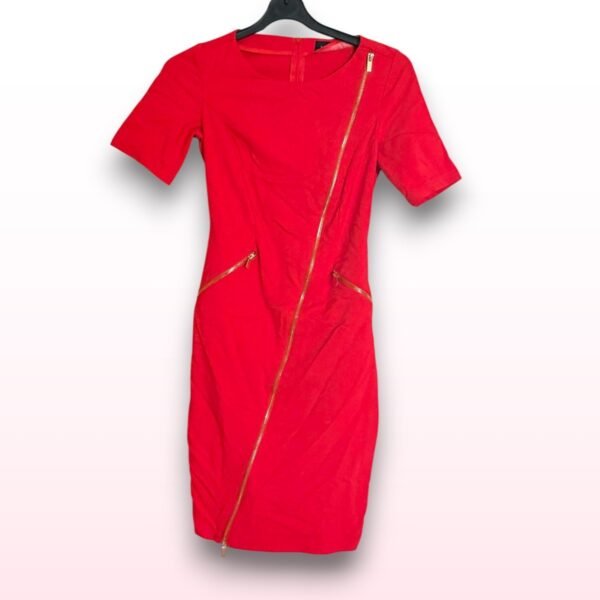 Red Zipper Midi Dress – Size Small / EU 34 - Image 2