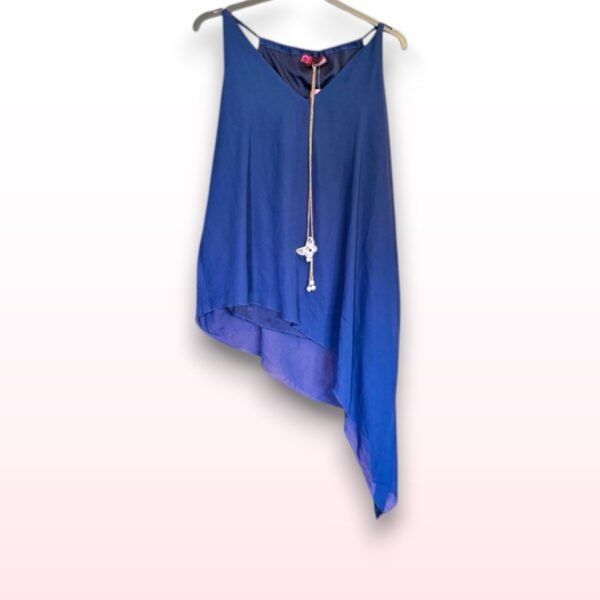 Sleeveless Asymmetric Blouse with Necklace – Size 16-18