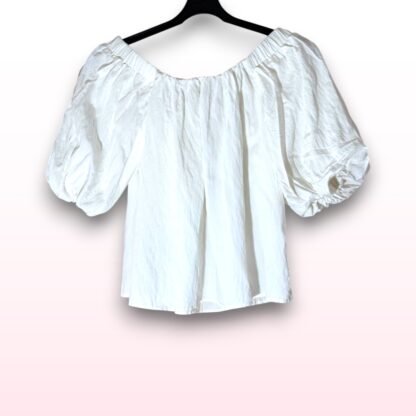 White Off-Shoulder Puff Sleeve Top - Size XS - Image 2