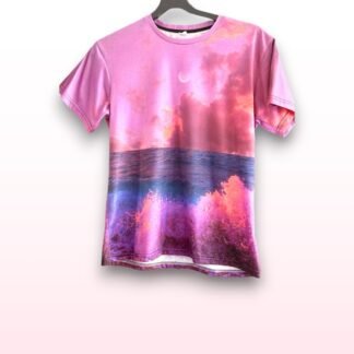 Womens Sunset Ocean Print T-Shirt – Size Large