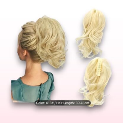 12" Platinum Blonde Curly Ponytail Clip-In Hair Extension