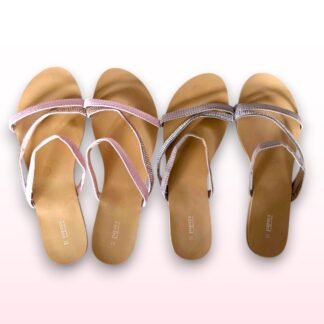 2 x Strappy Sandals – Size 6 – Pink & Silver