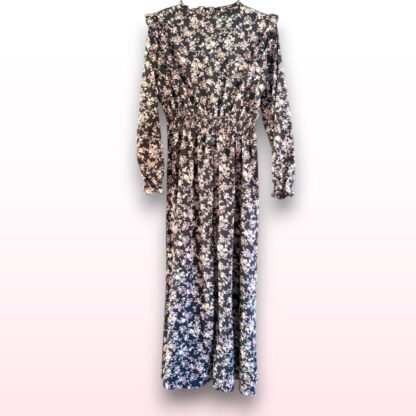 Black Floral Long Sleeve Maxi Dress – Size XL - Image 2