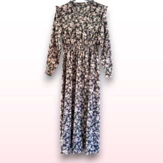 Black Floral Long Sleeve Maxi Dress – Size XL