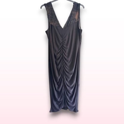 Black Slinky Lace Ruched Dress – Size 20 - Image 2