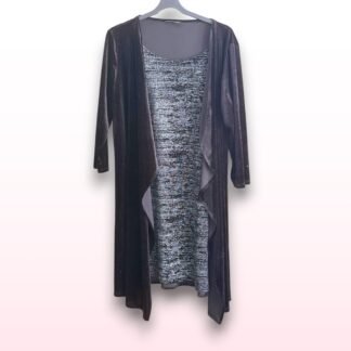 Black Sparkly 2-in-1 Dress with Velvet Cardigan – Size XXL