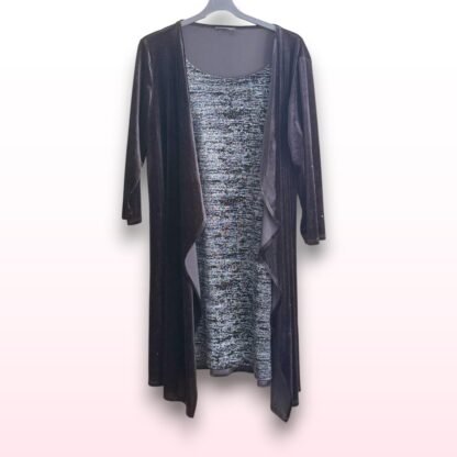 Black Sparkly 2-in-1 Dress with Velvet Cardigan – Size XXL