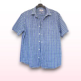 Blue Checked Short Sleeve Shirt – Size XL