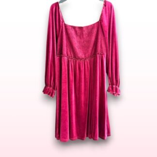 Burgundy Velvet Long Sleeve Dress – Size 4XL