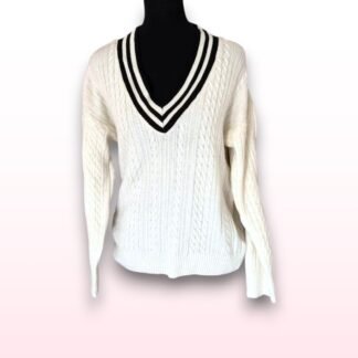 Cable Knit Varsity Jumper – Size XS