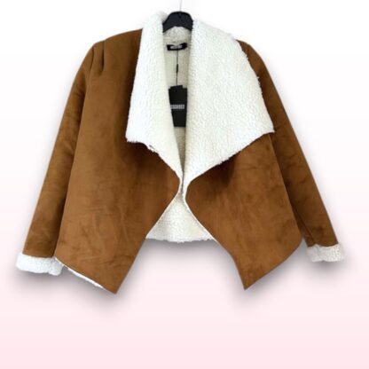 Faux Suede & Sherpa Waterfall Aviator Jacket – Size 12 - Image 2