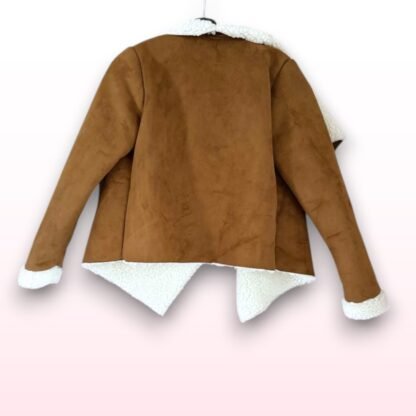 Faux Suede & Sherpa Waterfall Aviator Jacket – Size 12 - Image 3