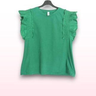 Green Ruffle Sleeve T-Shirt – UK 10