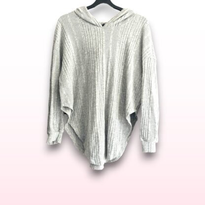 Grey Ribbed Knit Hoodie – Size 22