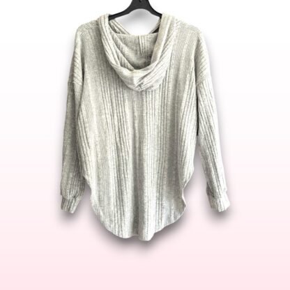 Grey Ribbed Knit Hoodie – Size 22 - Image 2
