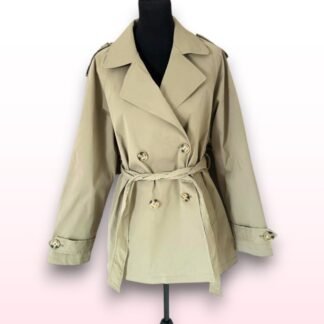Khaki Belted Trench Mac Coat – Size XS