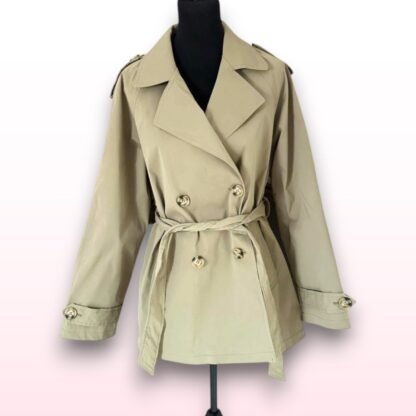 Khaki Belted Trench Mac Coat – Size XS