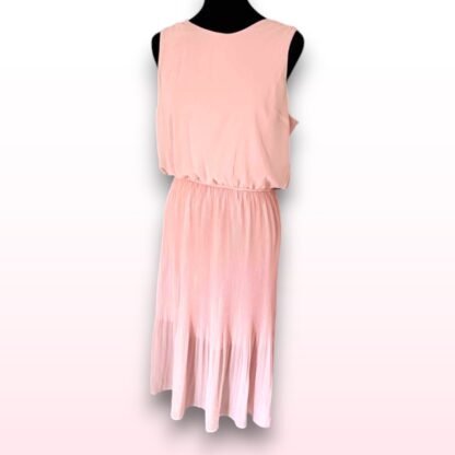 Light Pink Pleated Midi Dress – Size L - Image 2