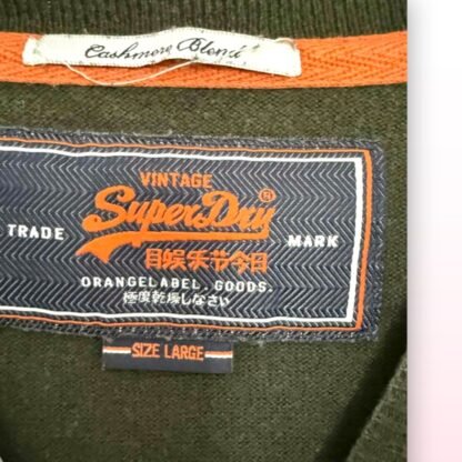 Mens Superdry Green Cashmere Blend Jumper – Size Large - Image 3