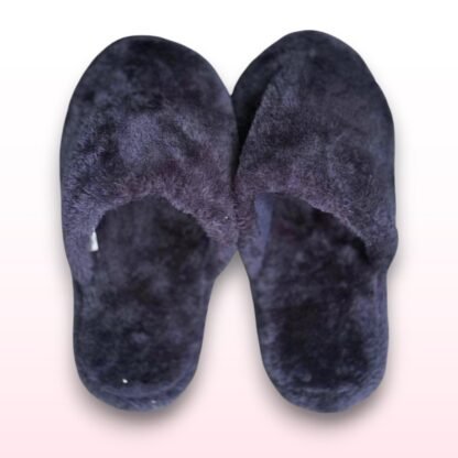 Navy Blue Fluffy Slip-On Slippers – UK Size 5