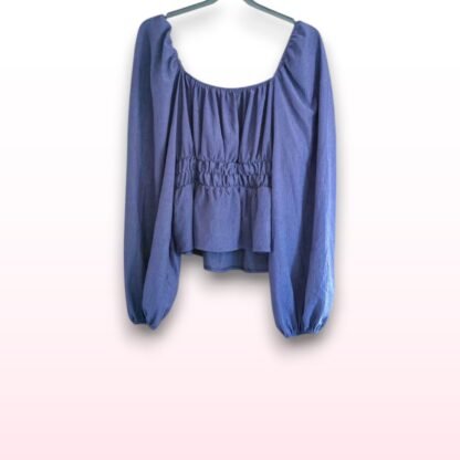 Navy Crinkle Milk Maid Top – Size 20 - Image 2