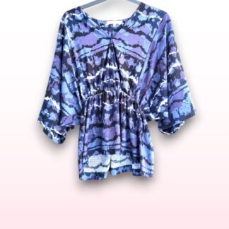 Purple Abstract Print Kimono Blouse – Size 14