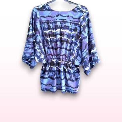 Purple Abstract Print Kimono Blouse – Size 14 - Image 2
