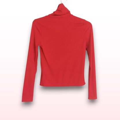 Red Ribbed Roll Neck Top – Size S - Image 2