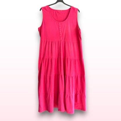 Sleeveless Pink Tiered Maxi Dress – Size 24