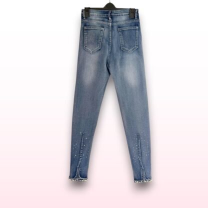 Sparkly Diamante & Pearl Skinny Jeans – Small - Image 2