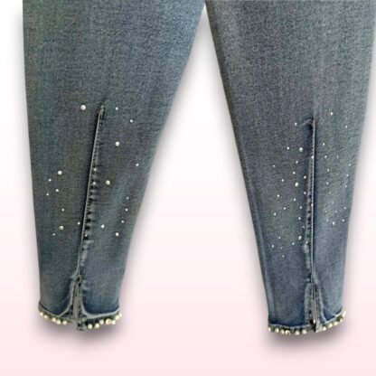 Sparkly Diamante & Pearl Skinny Jeans – Small - Image 3