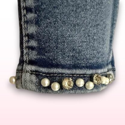 Sparkly Diamante & Pearl Skinny Jeans – Small - Image 4