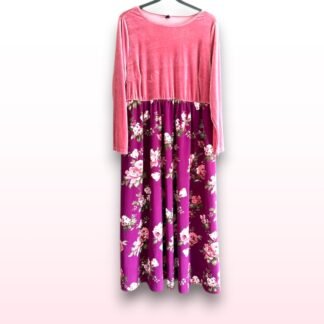 Velvet & Floral Maxi Dress – Size 3XL