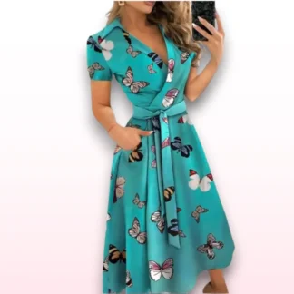 Butterfly Wrap Dress with Pockets – Fits UK 10-12