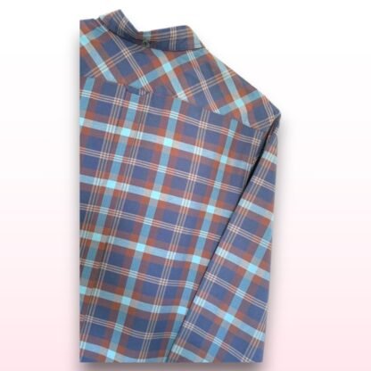 Mens Long Sleeve Checked Shirt – Size L - Image 2