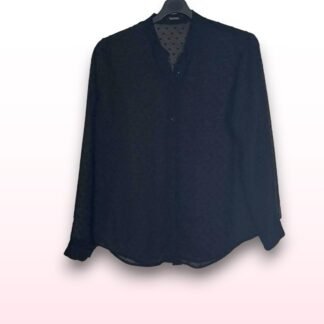 Sheer Black Polka Dot Blouse – Size UK 12
