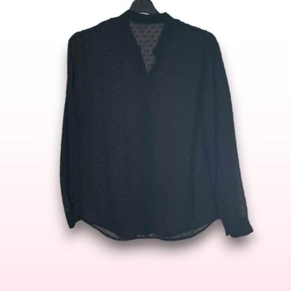 Sheer Black Polka Dot Blouse – Size UK 12 - Image 2