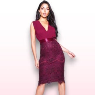 Chiffon & Lace Midi Dress