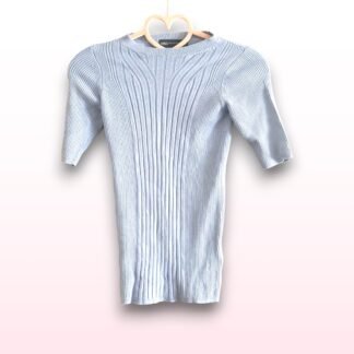 M&S Light Blue Ribbed Top - Size 10
