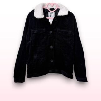 Black Corduroy Sherpa Collar Jacket – UK 10