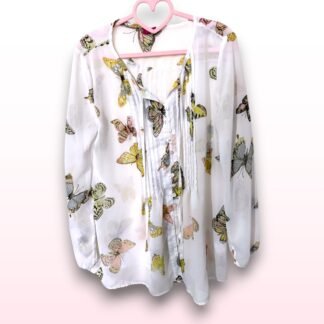 Butterfly Print Chiffon Blouse – Size UK 12