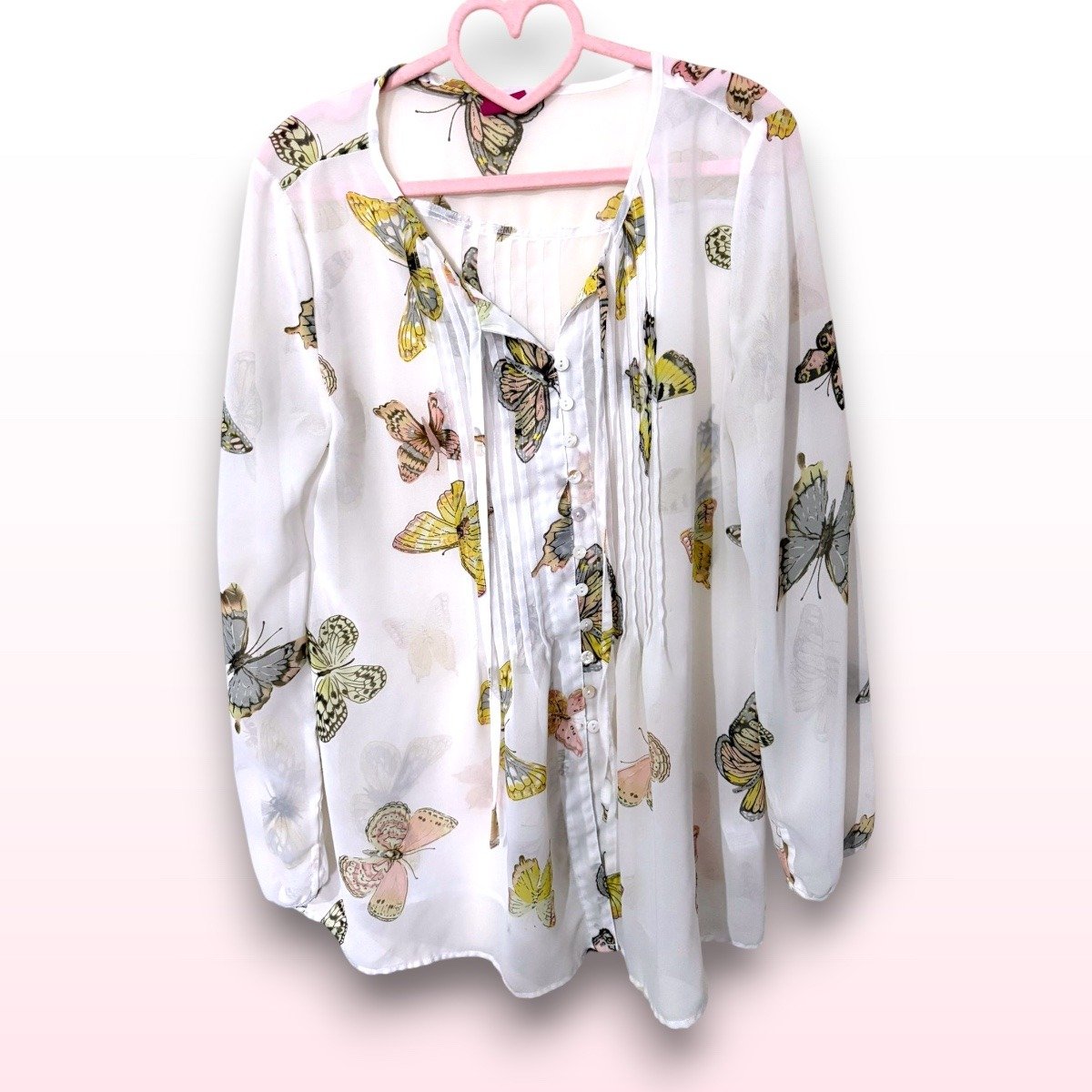 Butterfly Print Chiffon Blouse – Size UK 12