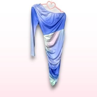 Ombre One Sleeve Ruche Dress - Size Small