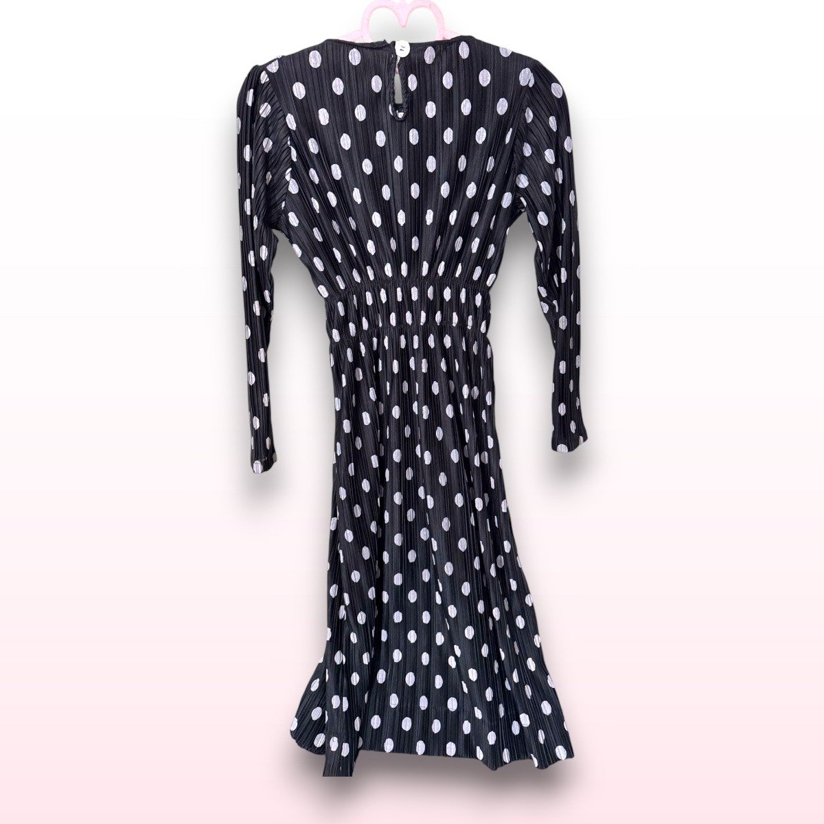 Plissé Polka Dot Dress – Size UK 8–10 - Image 2