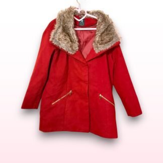 Red Coat with Faux Fur Collar – UK 12