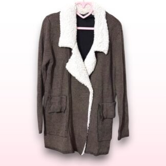 Sherpa Lined Long Cardigan Jacket – UK 10–12